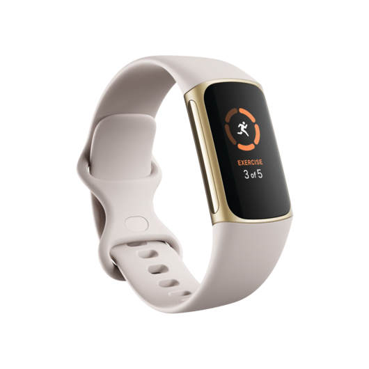 Fitbit Charge 5 Ay Beyazı/Altın Akıllı Bileklik Giyilebilir Teknoloji