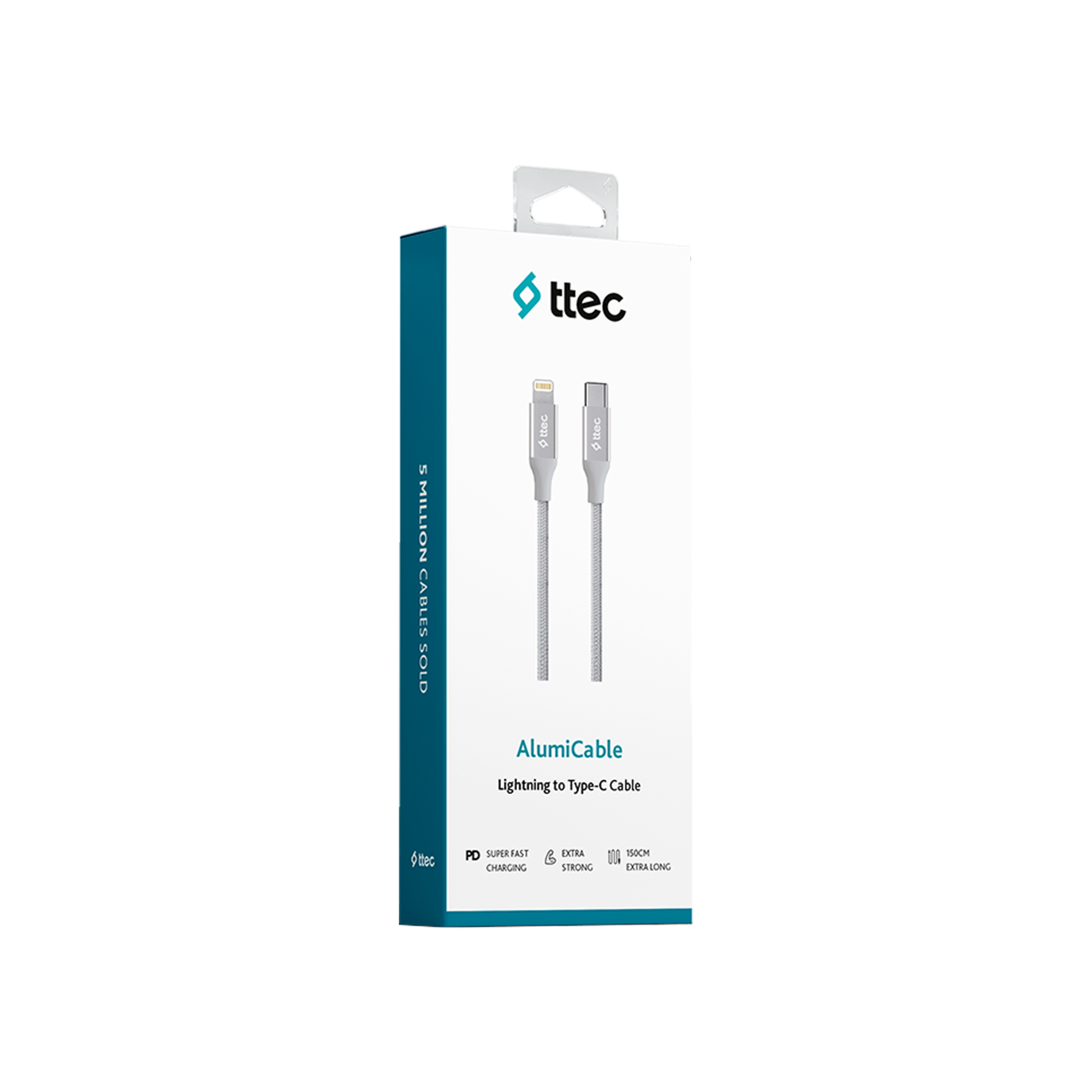 TtecAlumiCable Typec-Lightng KabloGümüş Şarj Kabloları