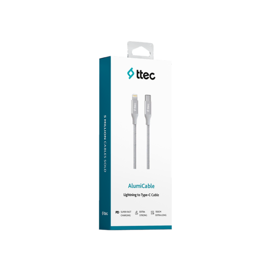 TtecAlumiCable Typec-Lightng KabloGümüş Şarj Kabloları